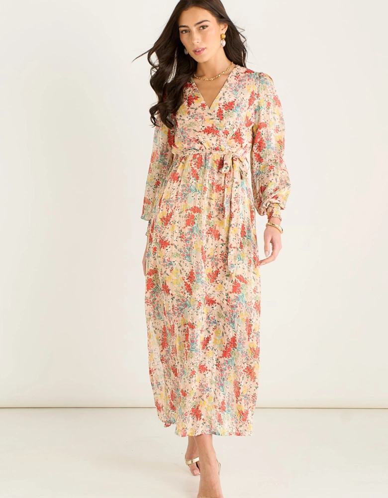 Multi Jacquard Chiffon Midi Dress