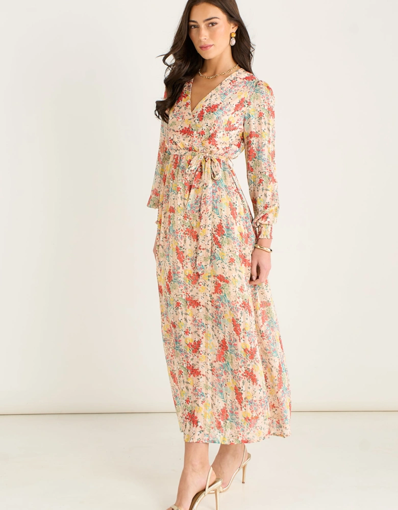 Multi Jacquard Chiffon Midi Dress