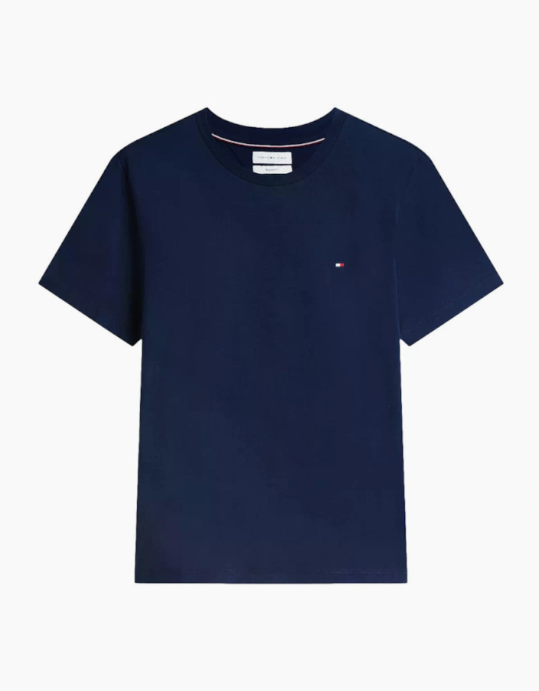 Tommy Hilfiger Flag Embroidery Crew Neck T-Shirt DCC Carbon Navy