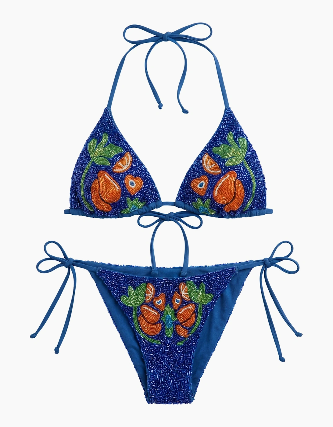 Blue Mulata Hand-Beaded Bikini Bottom in Stock