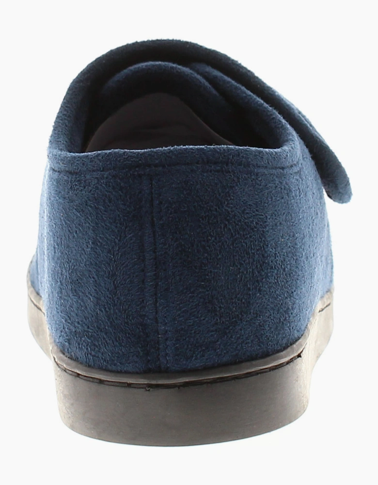 Oakdale Mens Full Slipper Extra Wide Touch Fastening Wayne navy UK Size