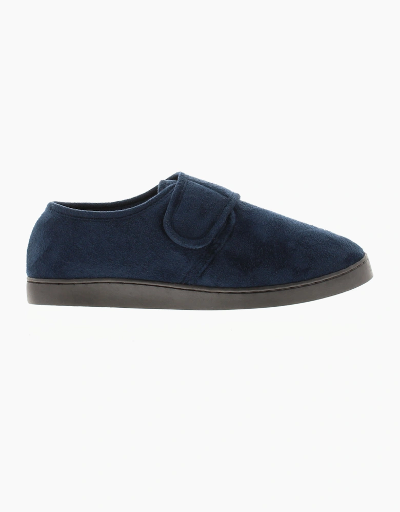 Oakdale Mens Full Slipper Extra Wide Touch Fastening Wayne navy UK Size