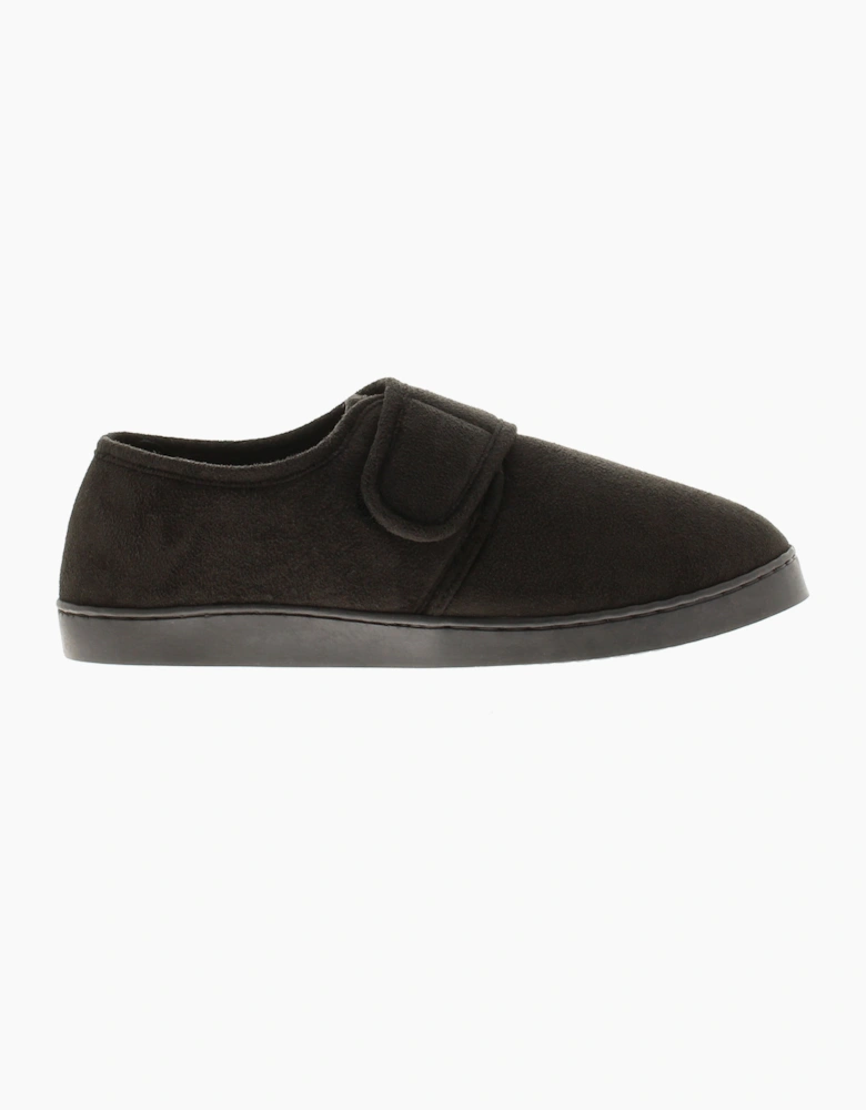 Oakdale Mens Full Slipper Extra Wide Touch Fastening Wayne black UK Size