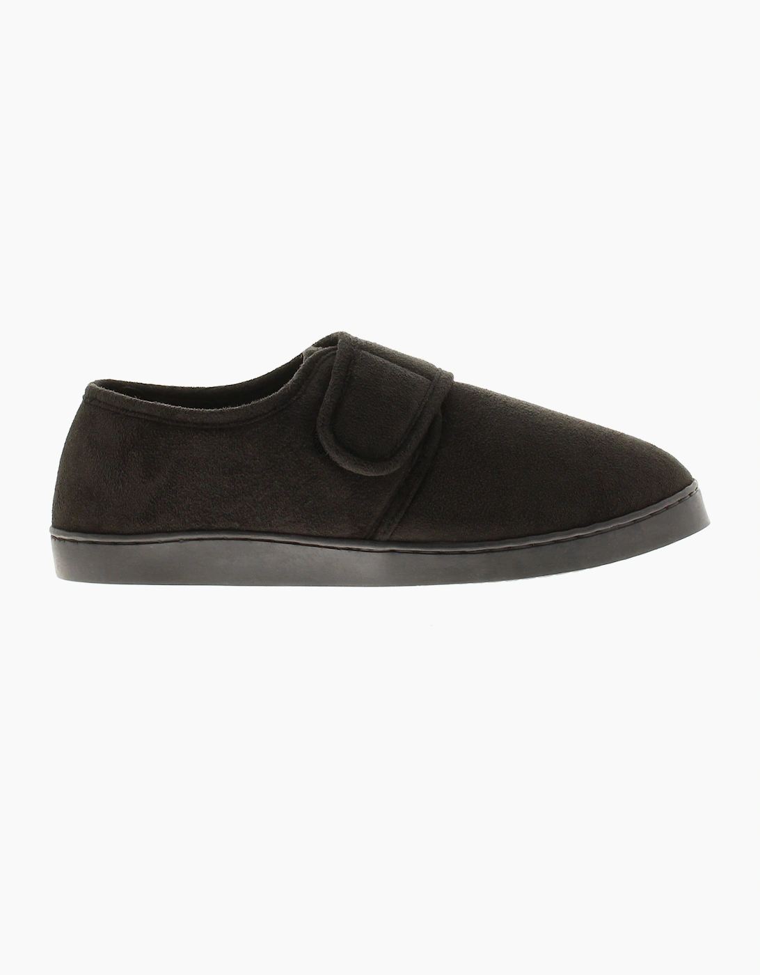 Oakdale Mens Full Slipper Extra Wide Touch Fastening Wayne black UK Size