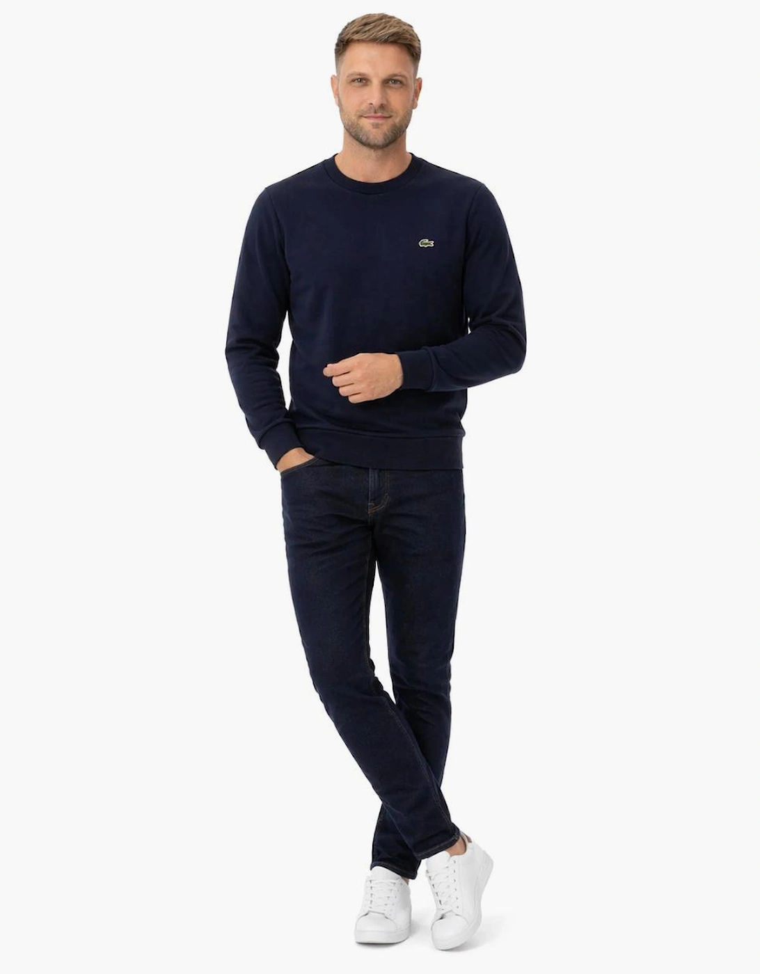 Lacoste Monochrome Crew Neck Sweater Midnight Blue