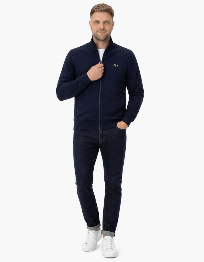 Lacoste Zip-Up High Neck Fleece Track Top Sweatshirt Midnight Blue