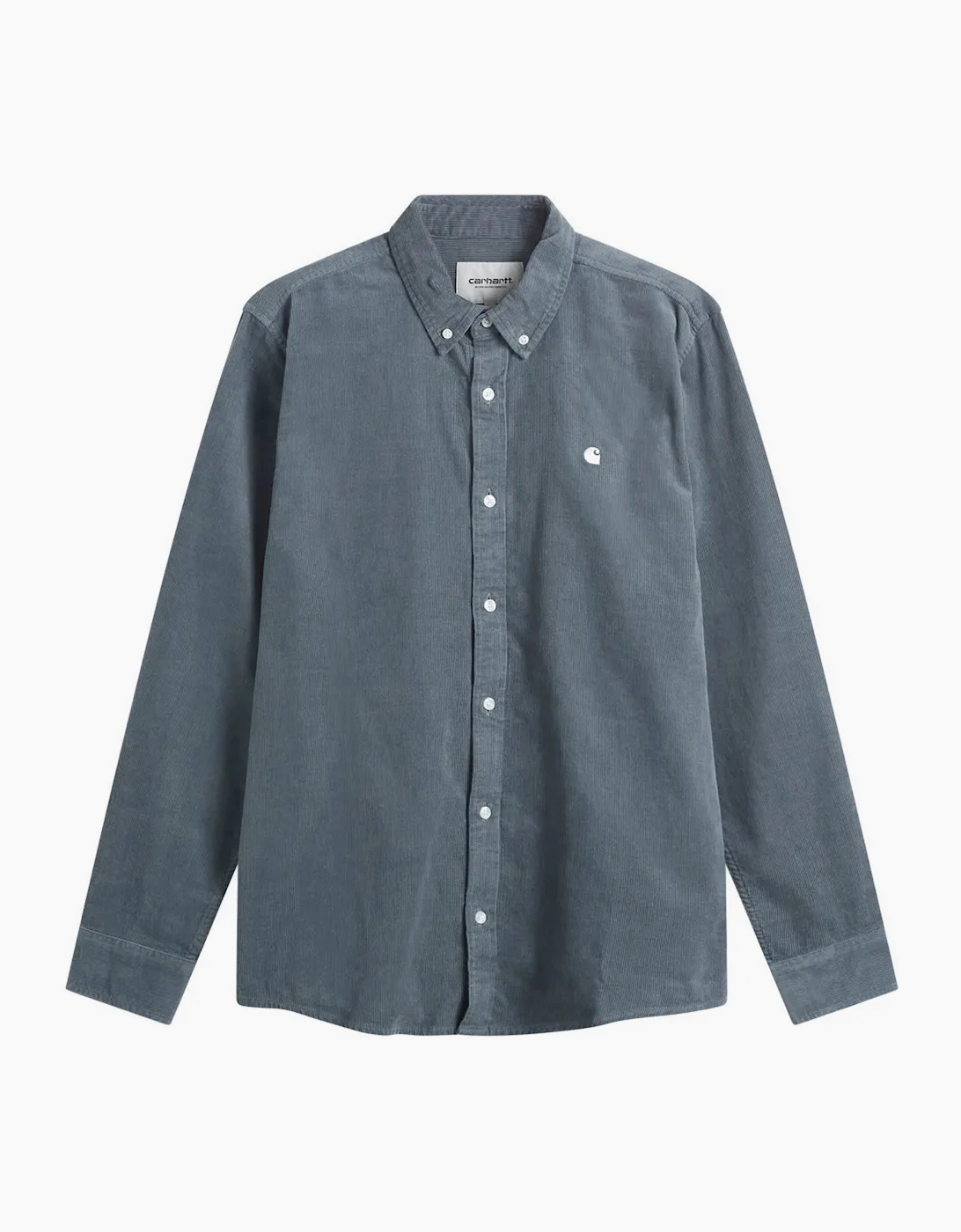 Carhartt Wip Men's Grey L/S Madison Fine Cord Shirt Cozy Blue/Wax  42/Regular Xl