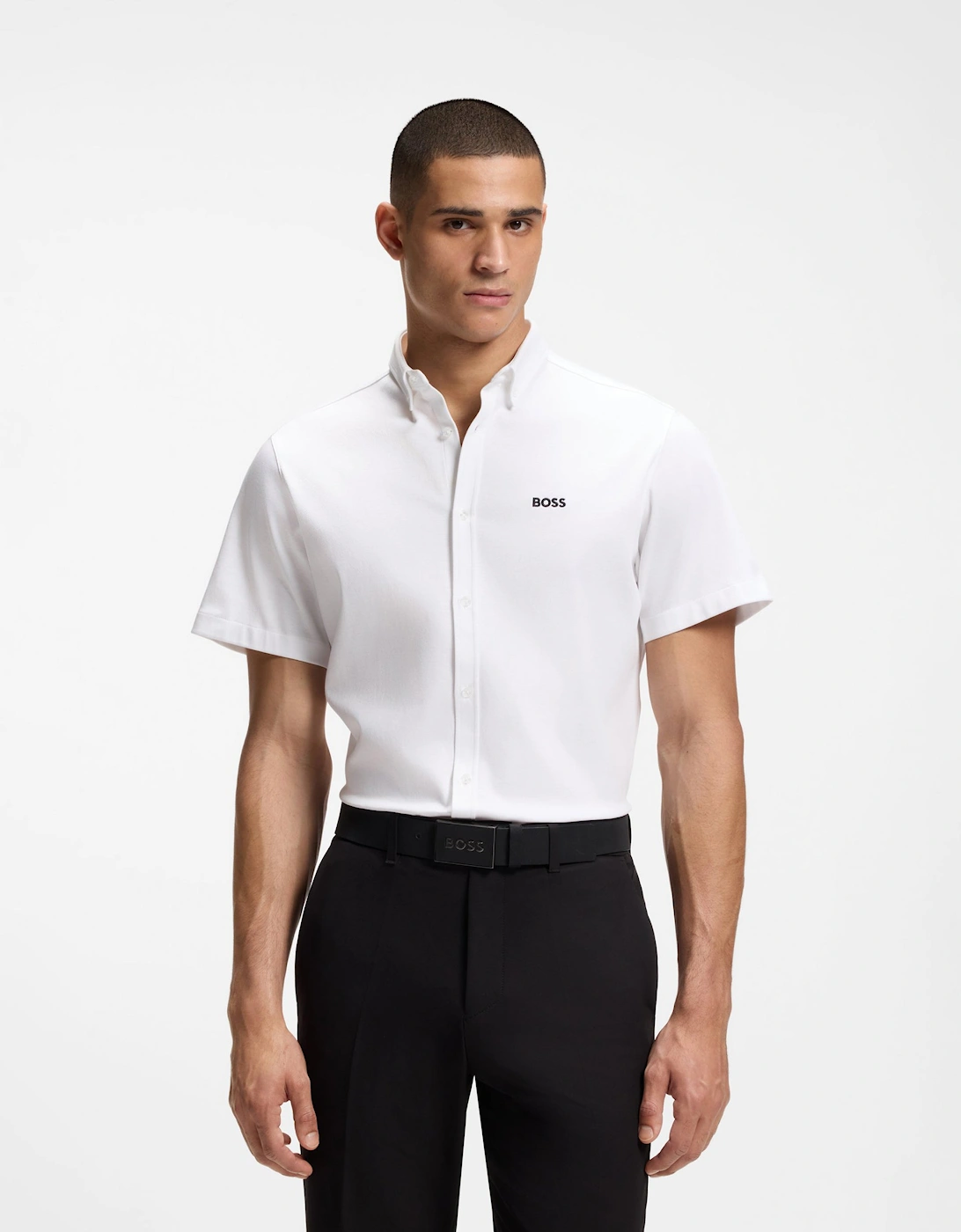 BOSS Green ST_Motion Mens Short Sleeve Shirt - White 100, 5 of 4