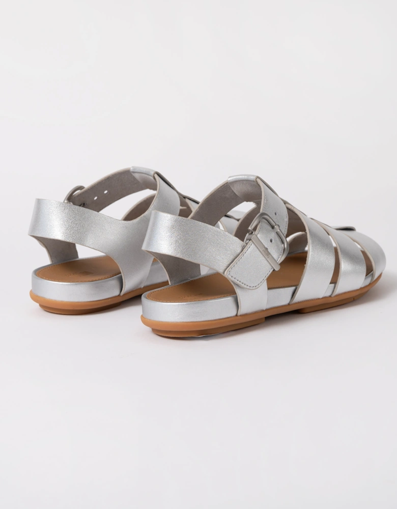 FitFlop Womens Gracie Leather Fisherman Sandals - Silver 011