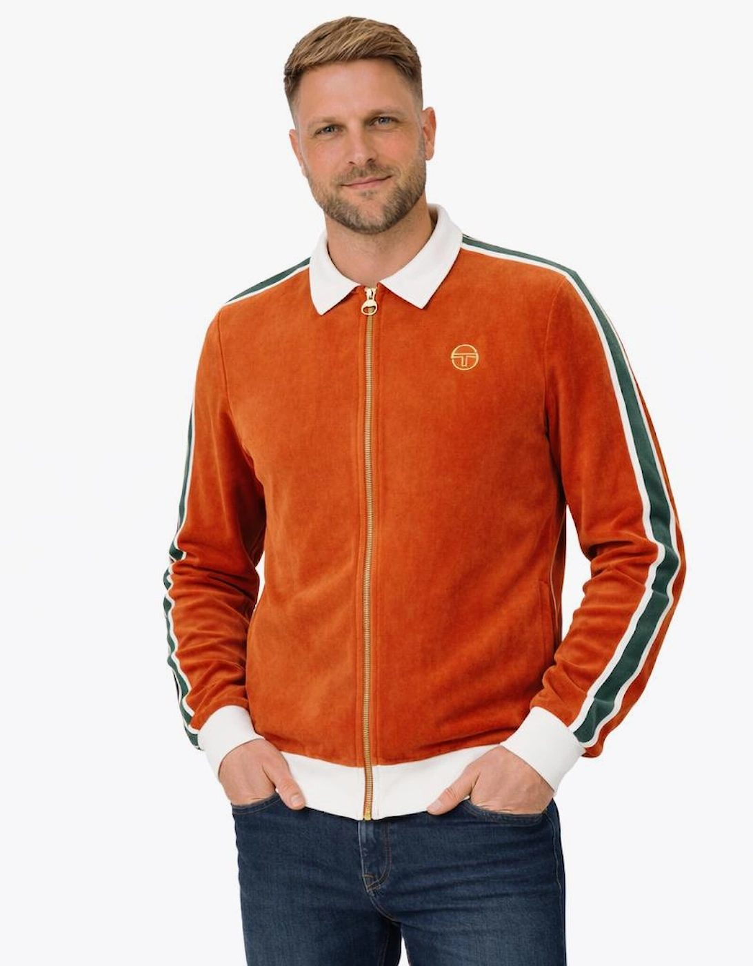 Sergio Tacchini Monte Velour Track Top Jacket Rooibos Tea/Gardenia