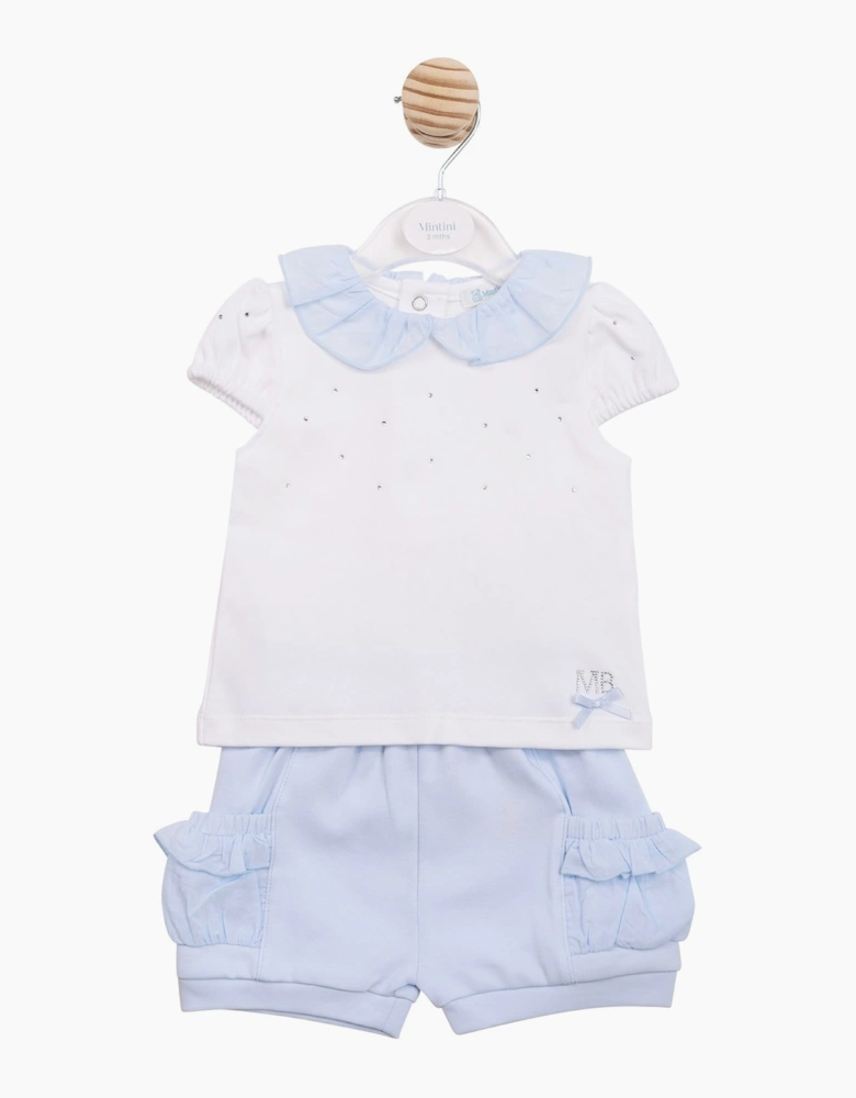 Girls Pale Blue Soft Jersey Short Set