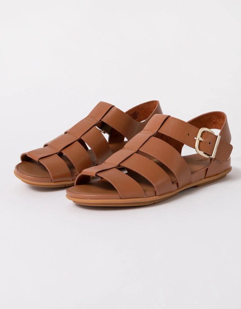 FitFlop Womens Gracie Leather Fisherman Sandals - Deep Tan C15