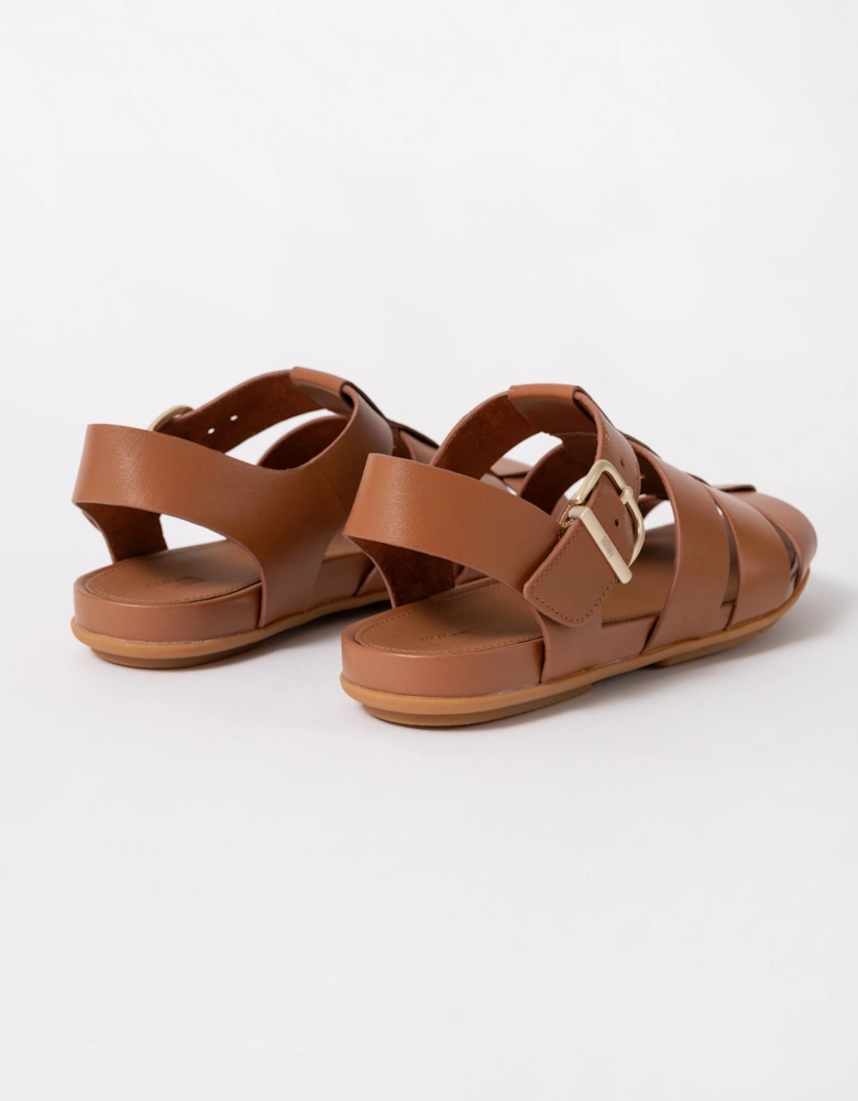 FitFlop Womens Gracie Leather Fisherman Sandals - Deep Tan C15