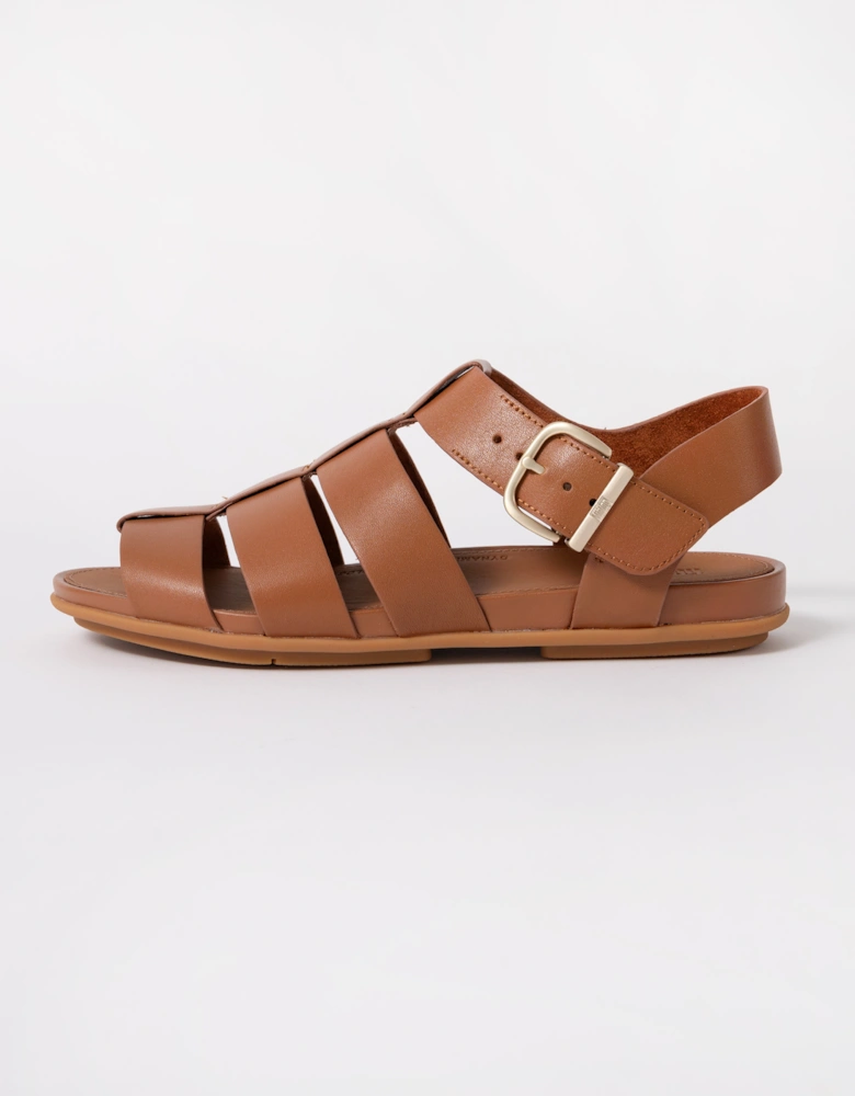 FitFlop Womens Gracie Leather Fisherman Sandals - Deep Tan C15