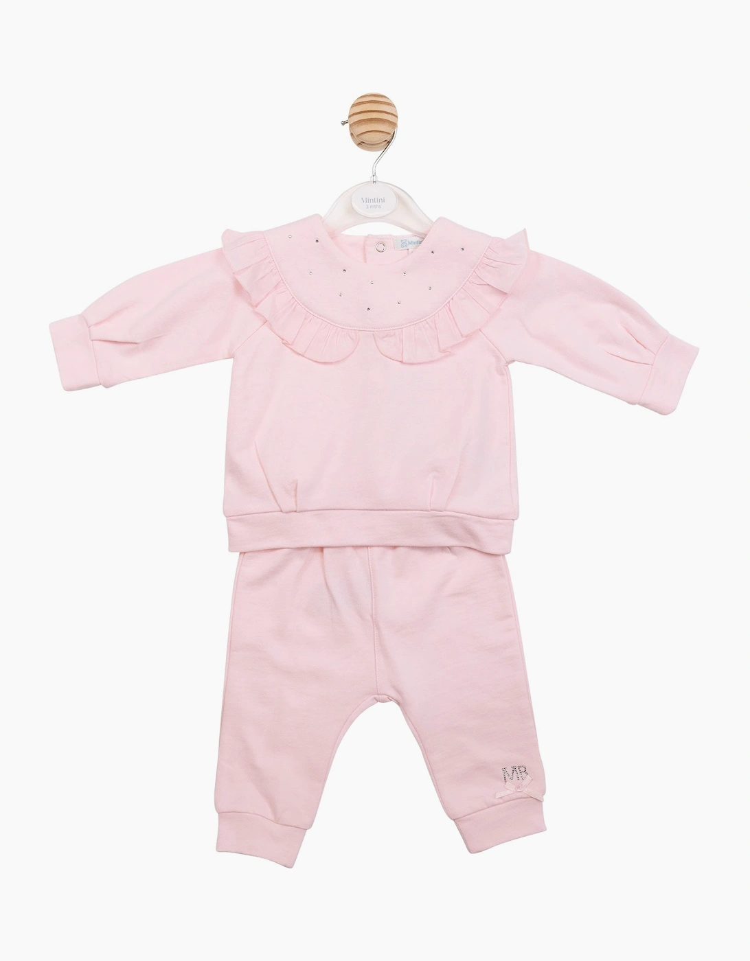 Girls Pale Pink Frilled Tracksuit