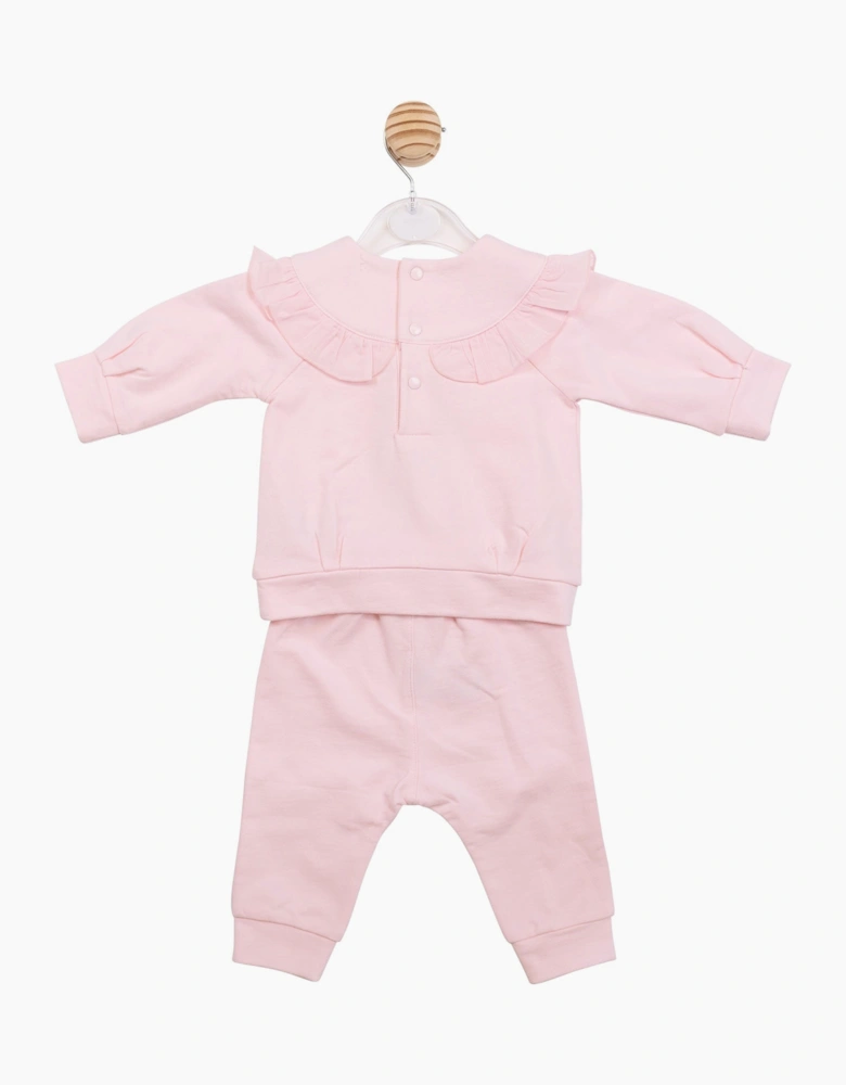 Girls Pale Pink Frilled Tracksuit