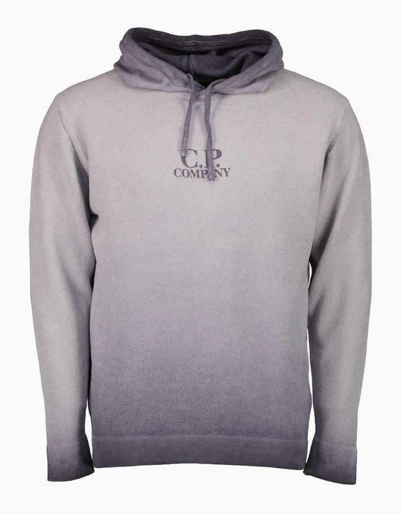 Chenille Two Tone Hooded Logo Knit