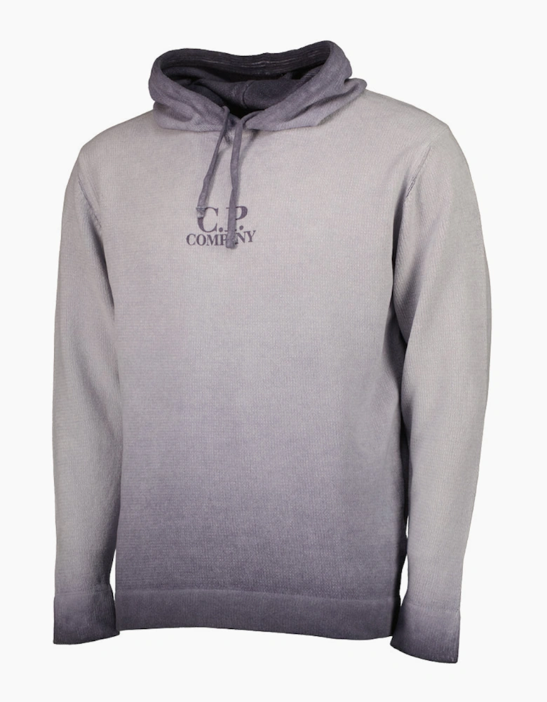 Chenille Two Tone Hooded Logo Knit