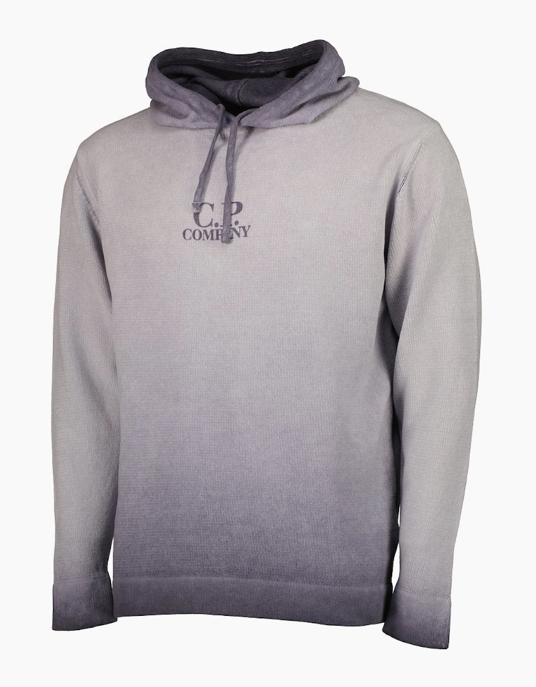 Chenille Two Tone Hooded Logo Knit