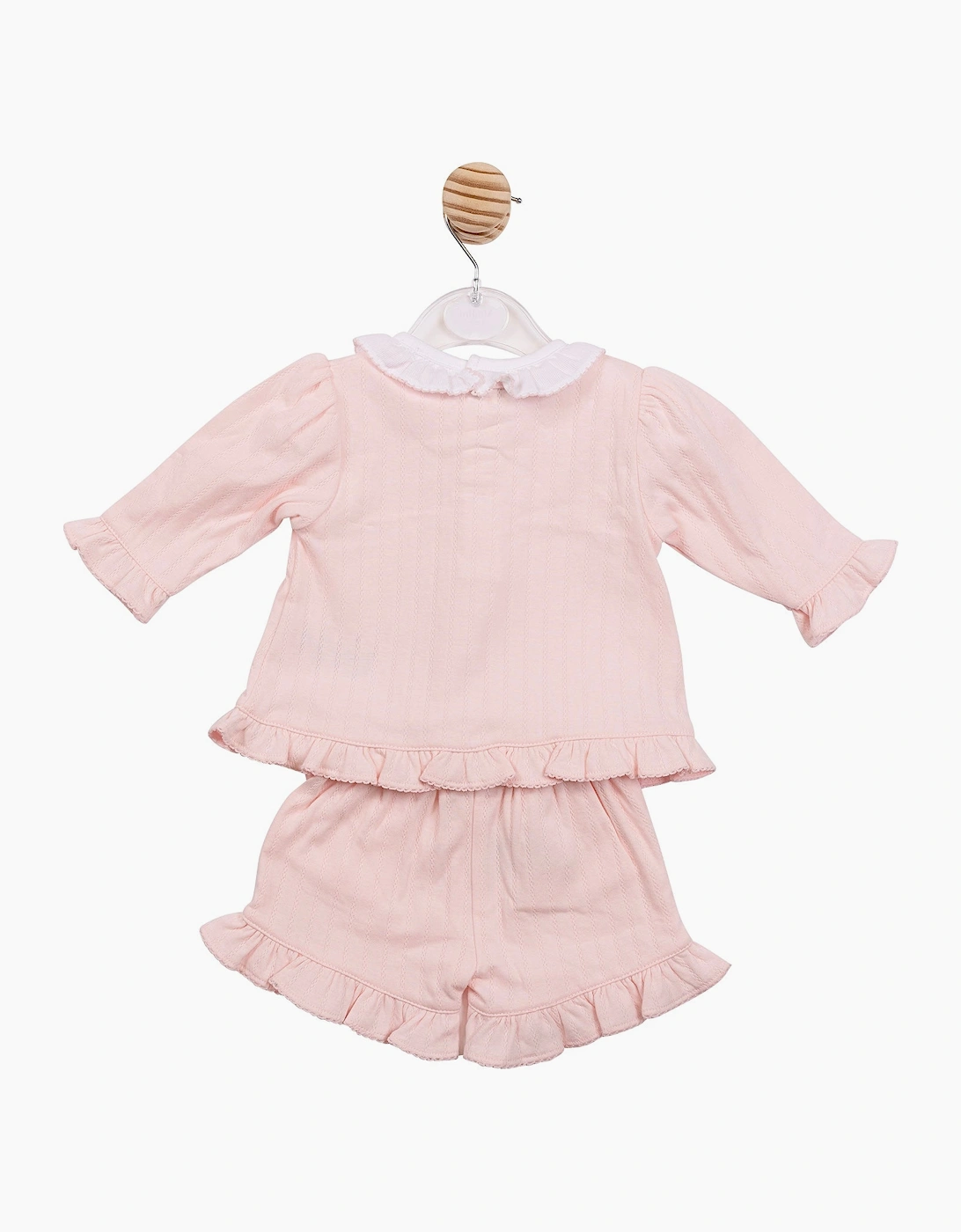 Girls Pale Pink 3 Piece Cardigan Short Set