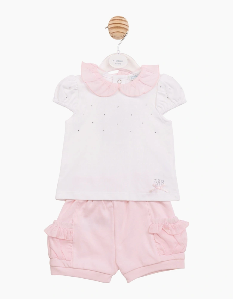 Girls Pale Pink Soft Jersey Short Set