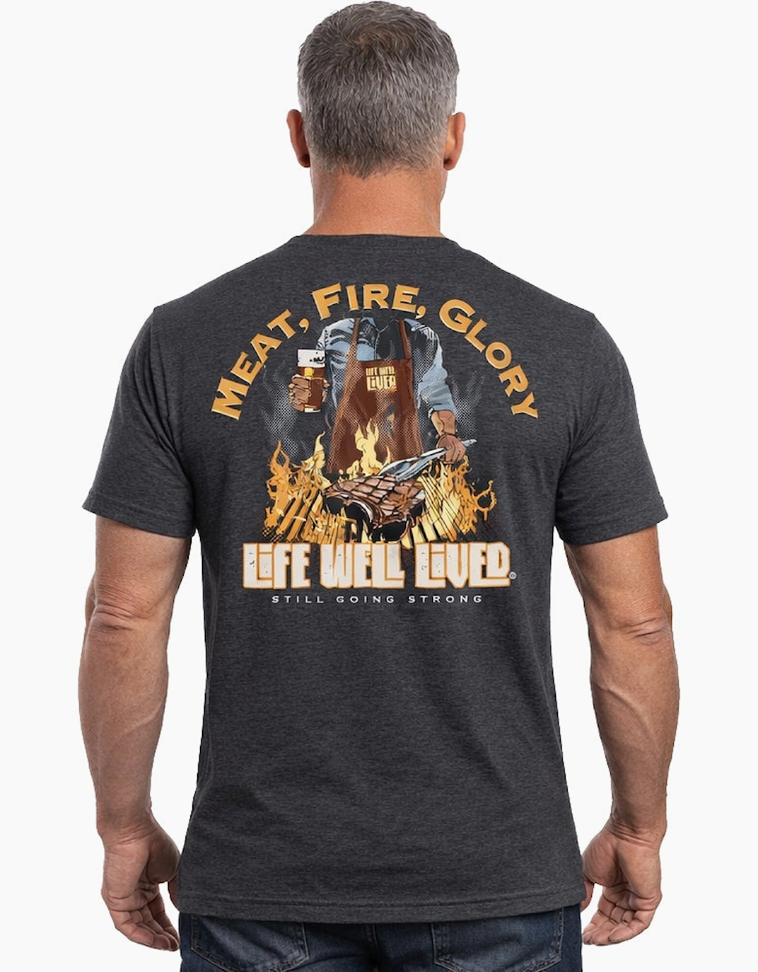 Life Well Lived Mens Meat Fire Glory Short Sleeve T-Shirt, 2 of 1