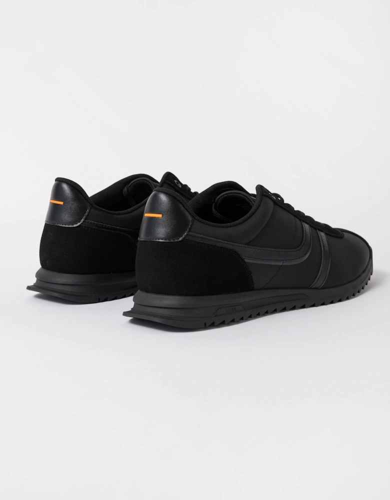 BOSS Orange Zayn Mens Logo Trainers with Faux Suede Trims - Black 005