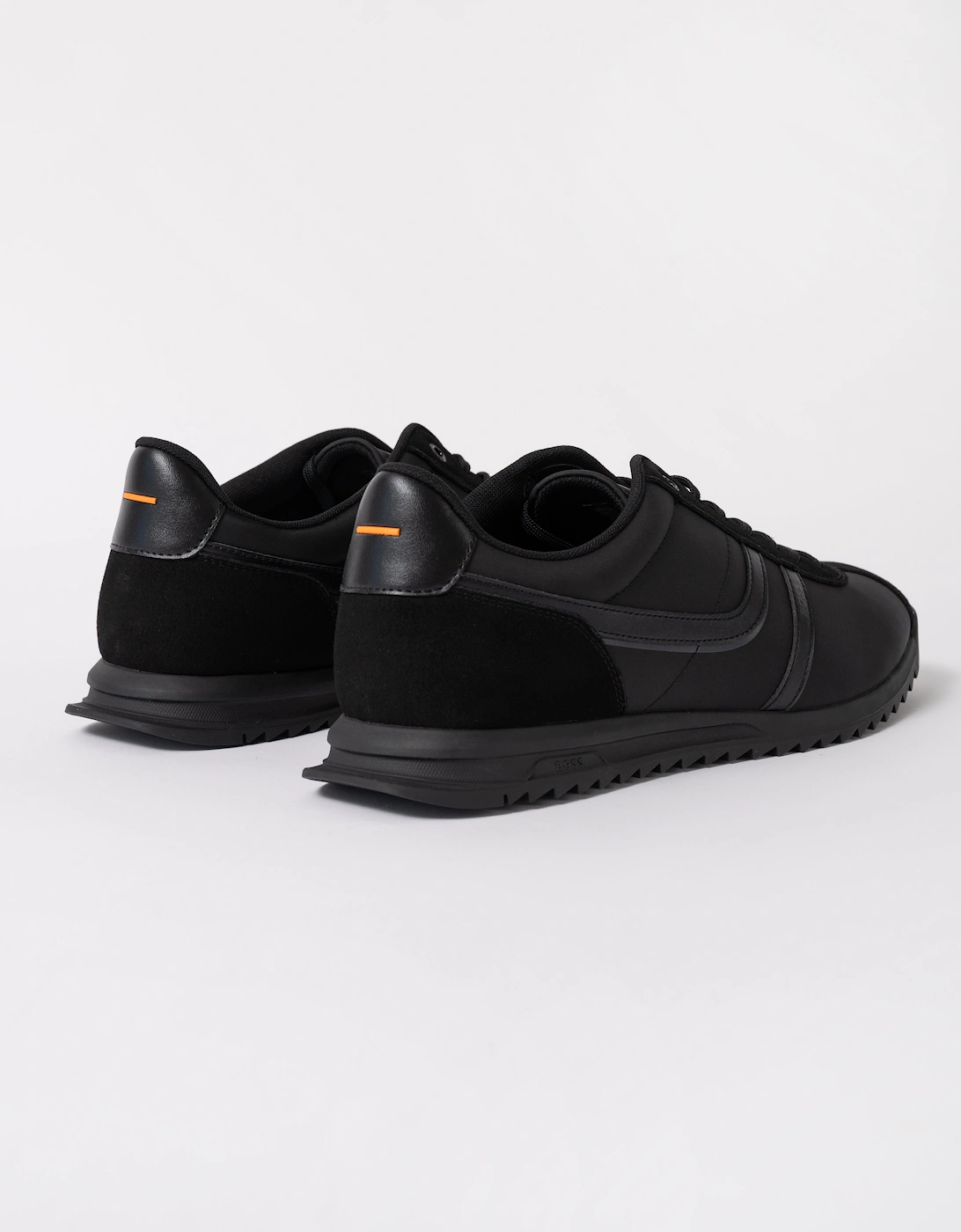 BOSS Orange Zayn Mens Logo Trainers with Faux Suede Trims - Black 005