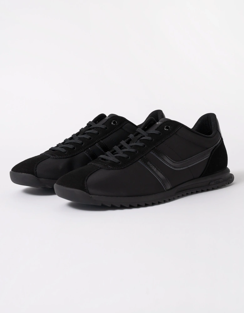 BOSS Orange Zayn Mens Logo Trainers with Faux Suede Trims - Black 005