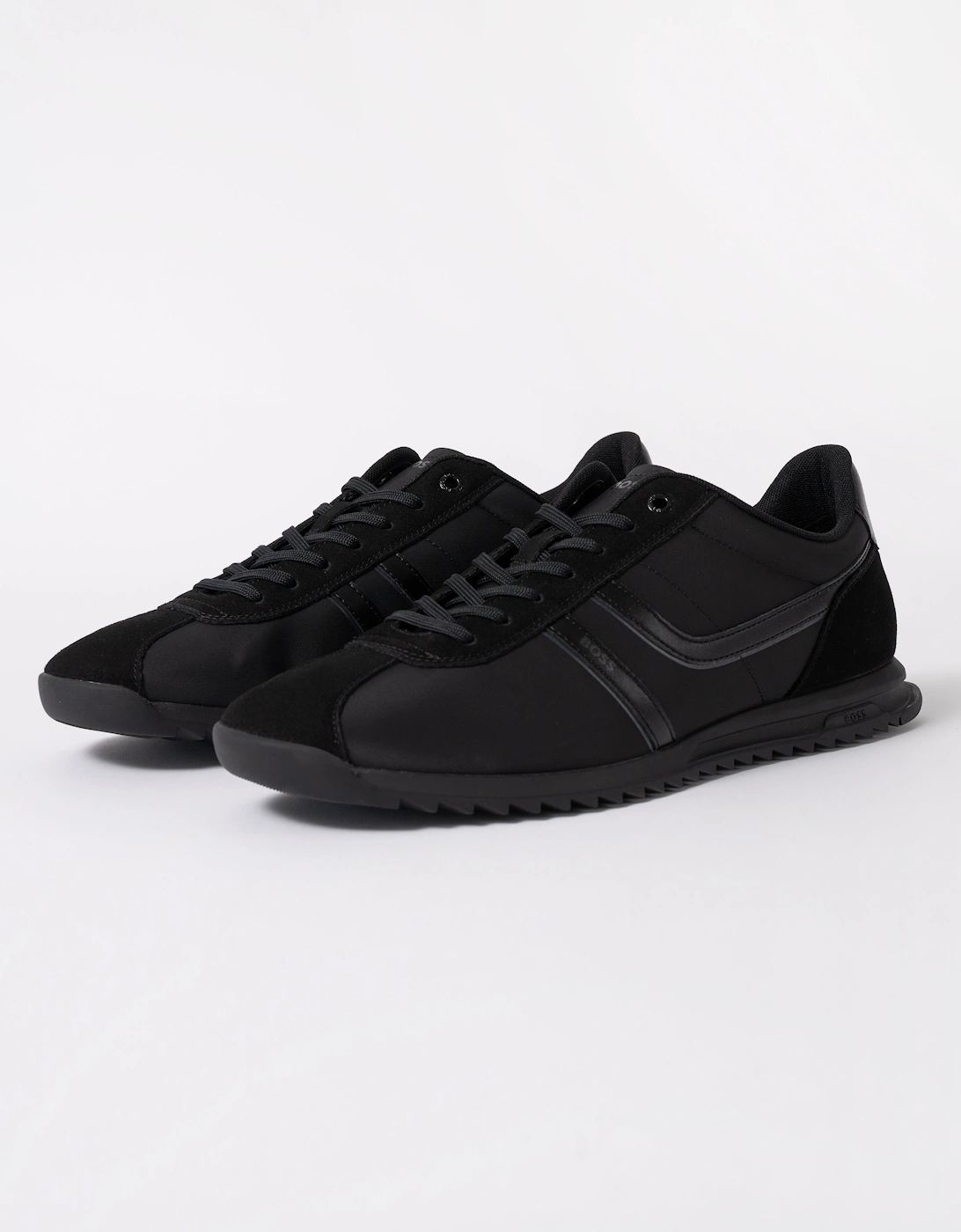 BOSS Orange Zayn Mens Logo Trainers with Faux Suede Trims - Black 005