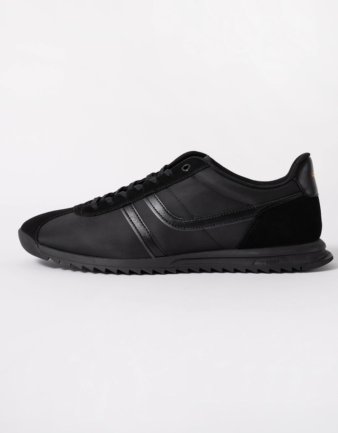 BOSS Orange Zayn Mens Logo Trainers with Faux Suede Trims - Black 005