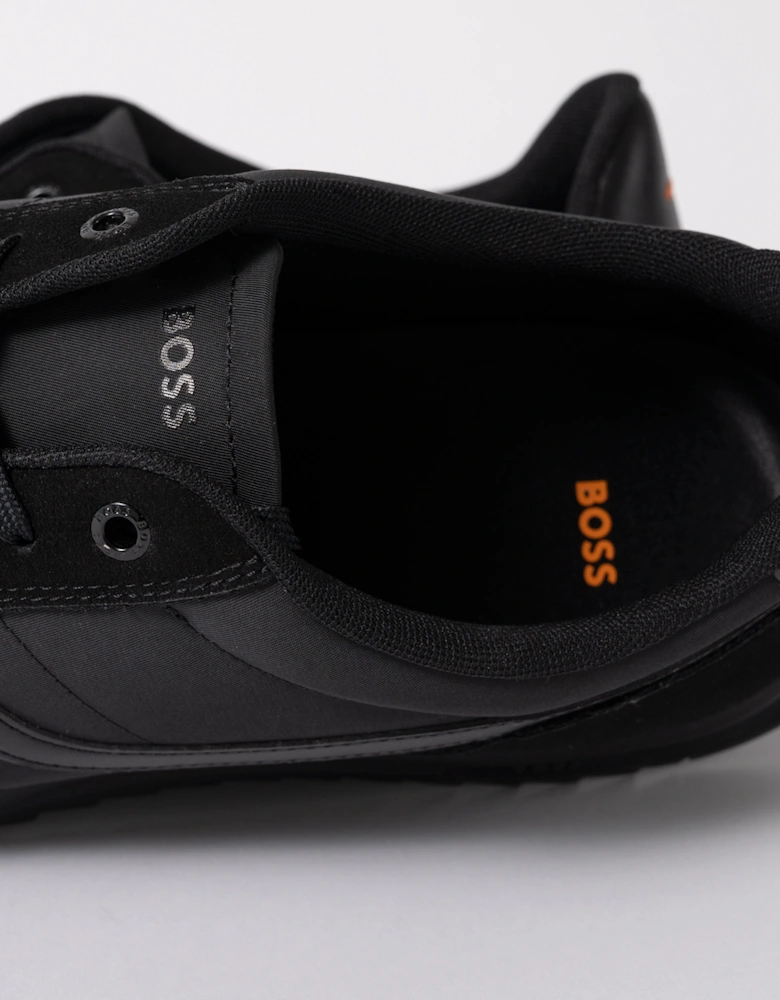 BOSS Orange Zayn Mens Logo Trainers with Faux Suede Trims - Black 005