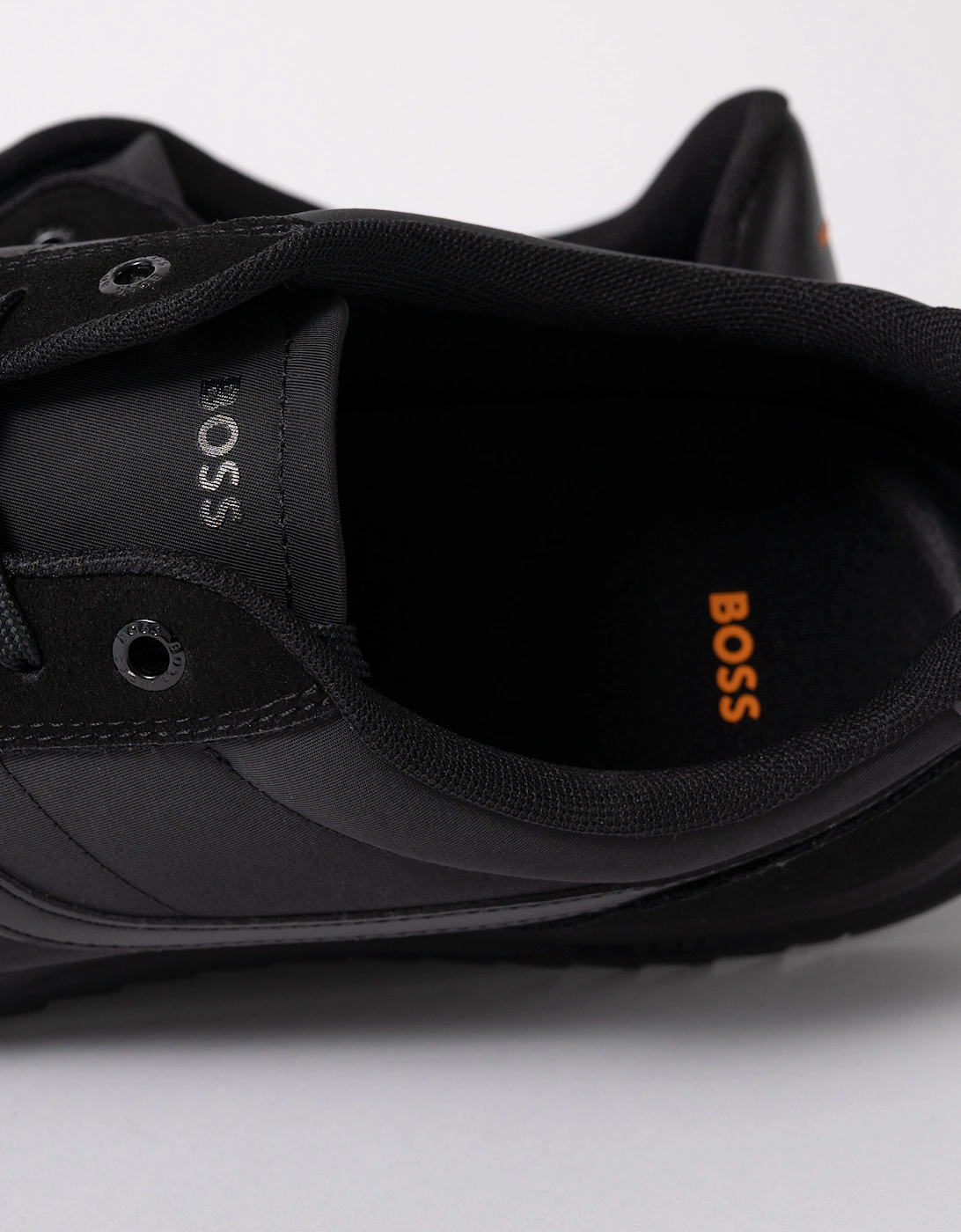 BOSS Orange Zayn Mens Logo Trainers with Faux Suede Trims - Black 005