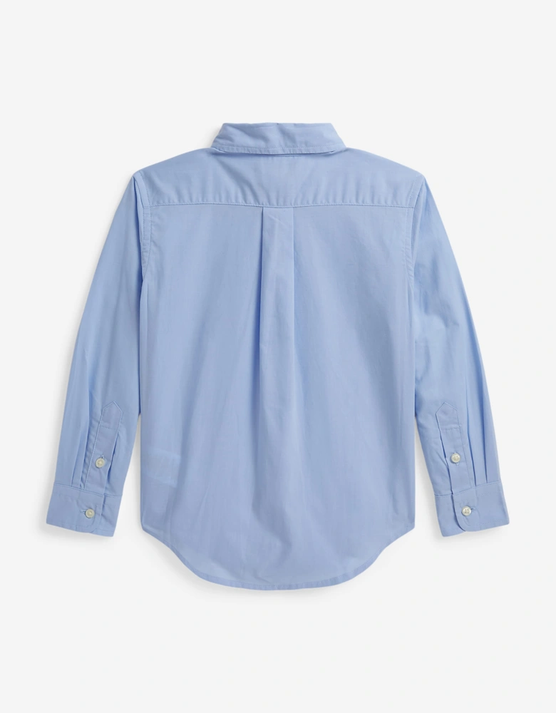 Ralph Lauren Boys Poplin Logo Shirt in Blue