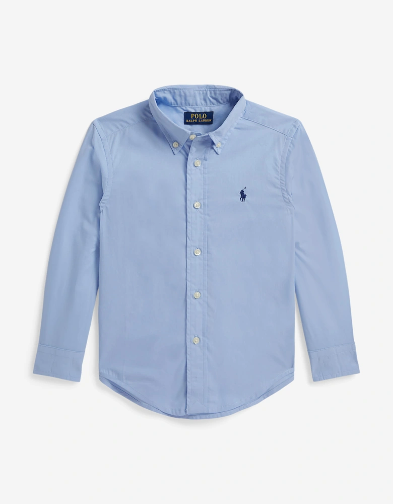 Ralph Lauren Boys Poplin Logo Shirt in Blue