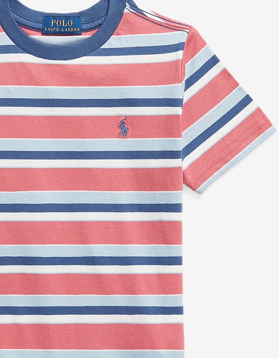 Ralph Lauren Boys Striped Logo T-Shirt in Pink