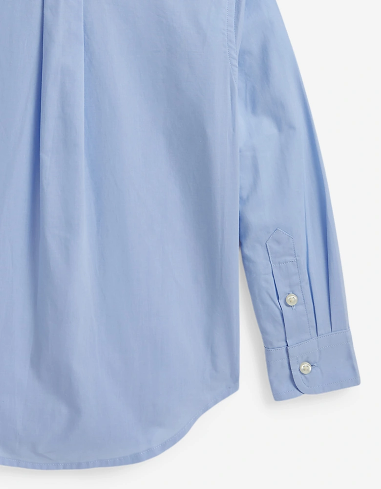 Ralph Lauren Boys Poplin Logo Shirt in Blue