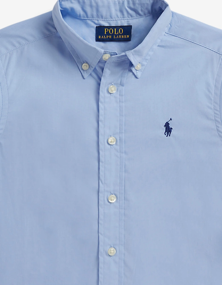Ralph Lauren Boys Poplin Logo Shirt in Blue