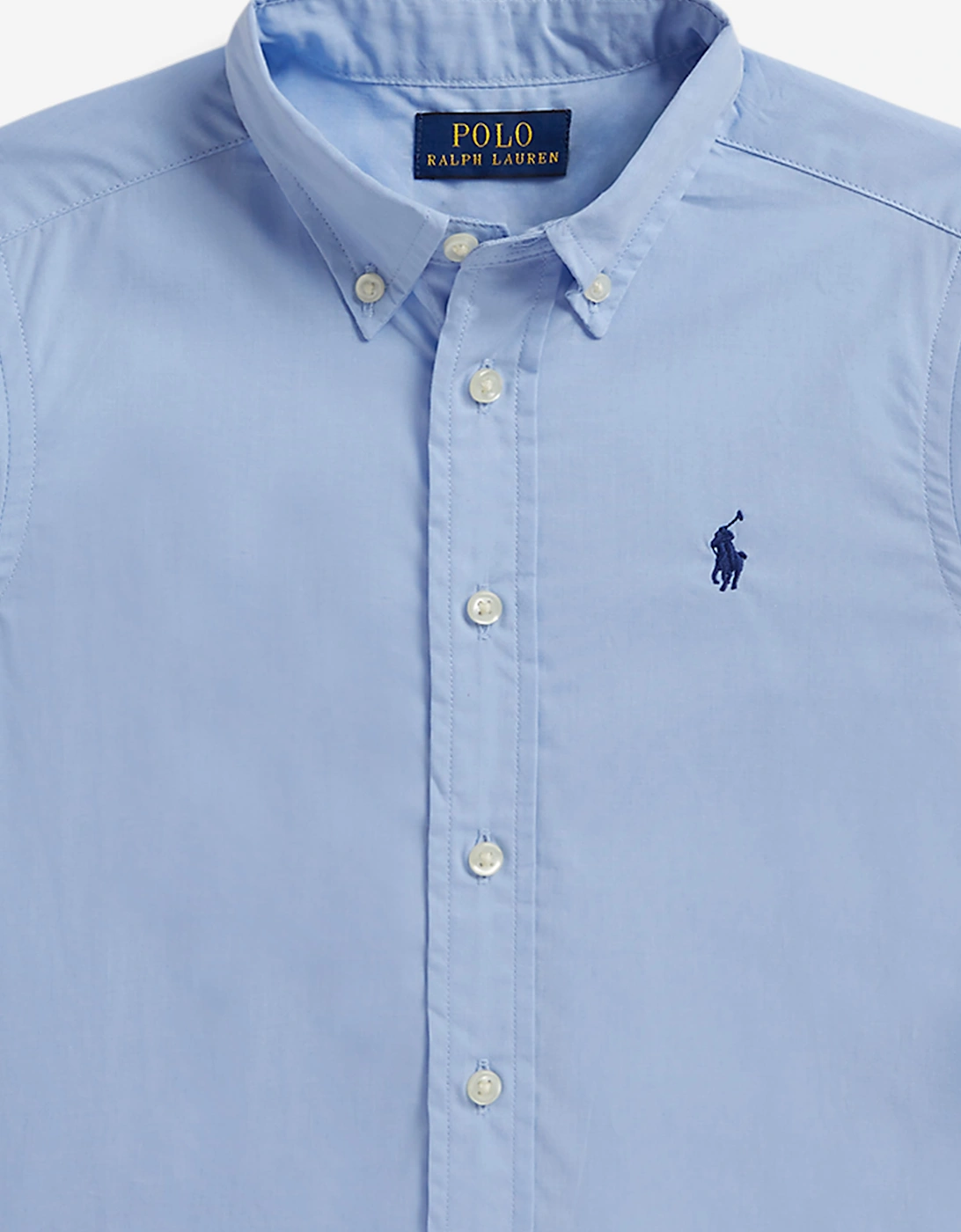 Ralph Lauren Boys Poplin Logo Shirt in Blue