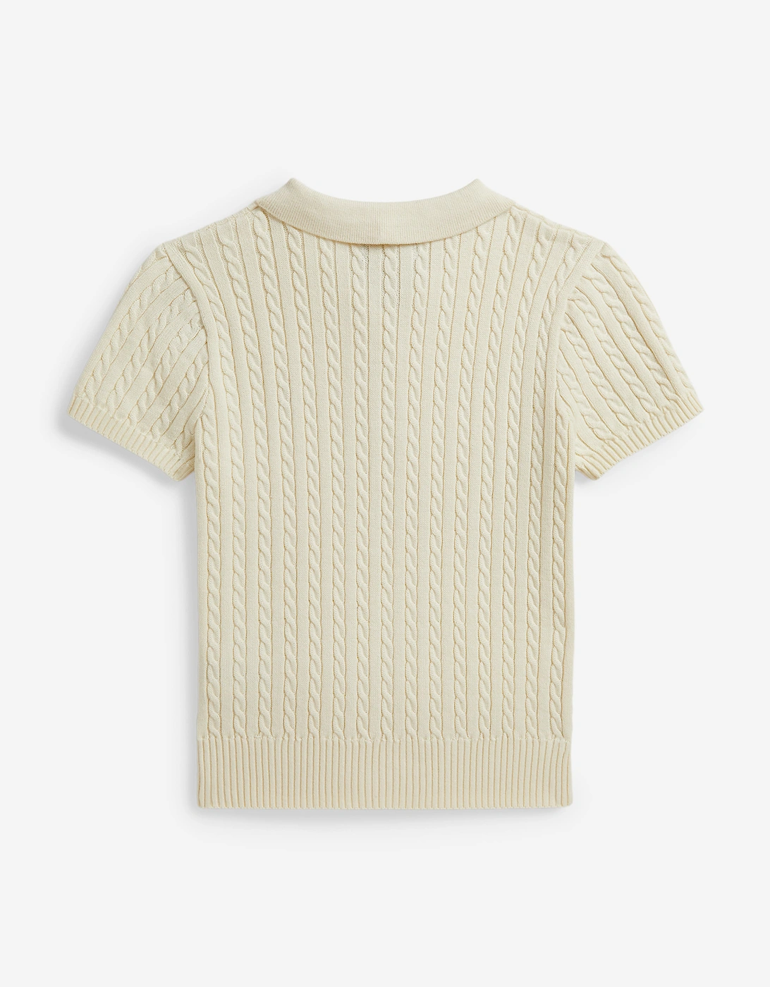 Ralph Lauren Girls Mini Cable Knit Polo Shirt in Ivory