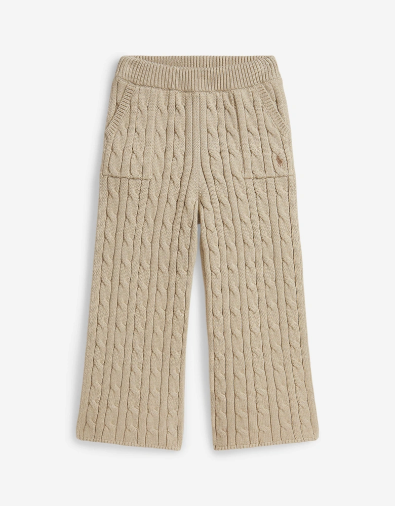 Ralph Lauren Girls Cable Knit Pants in Beige