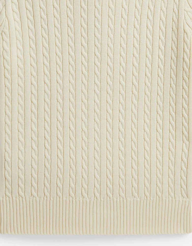 Ralph Lauren Girls Mini Cable Knit Polo Shirt in Ivory
