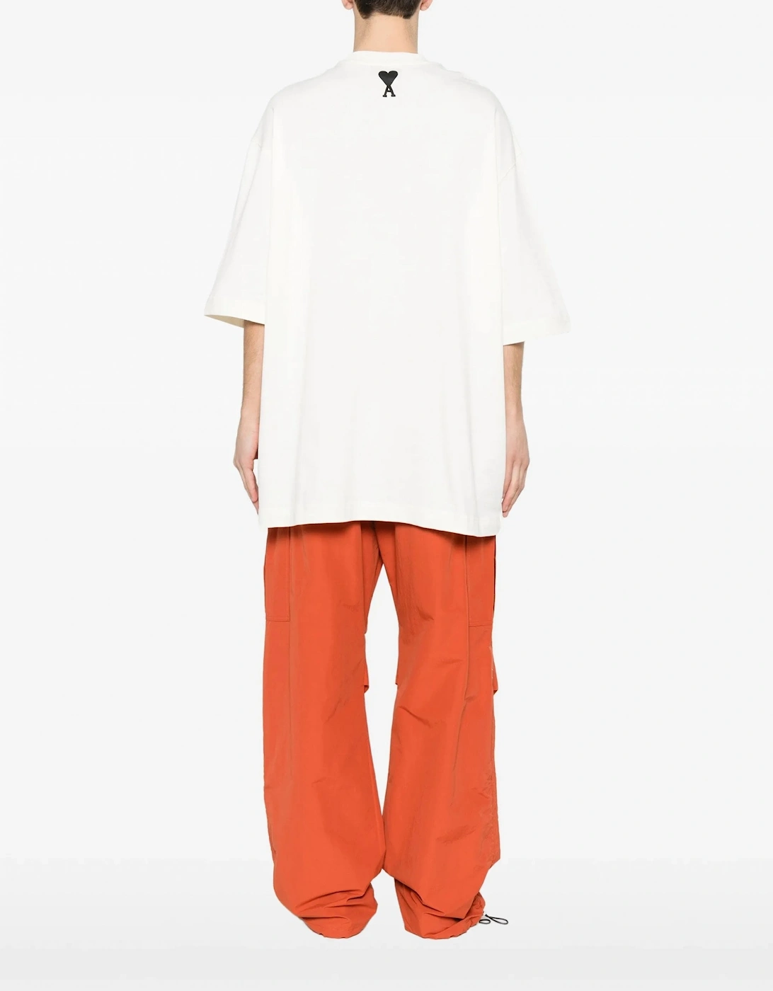 Oversized Ami Paris Print T-Shirt Cream