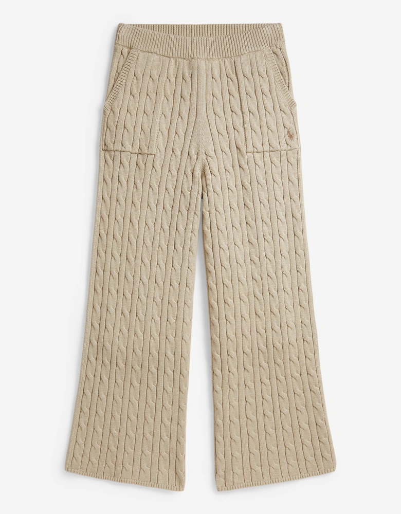 Ralph Lauren Girls Cable Knit Pants in Beige