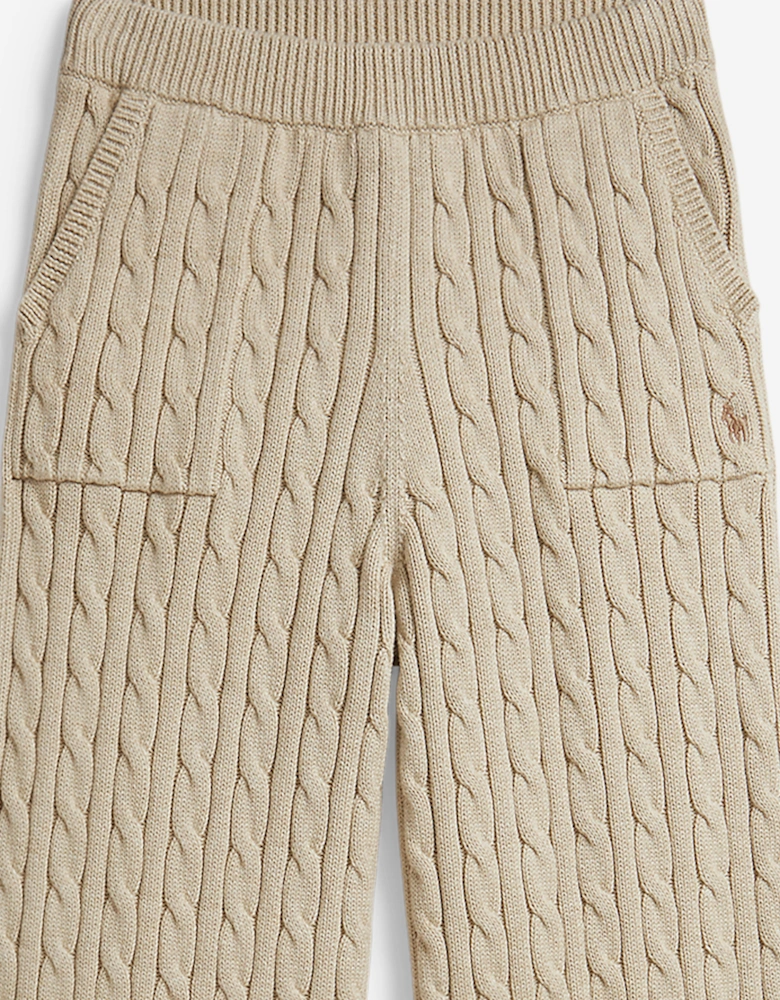 Ralph Lauren Girls Cable Knit Pants in Beige
