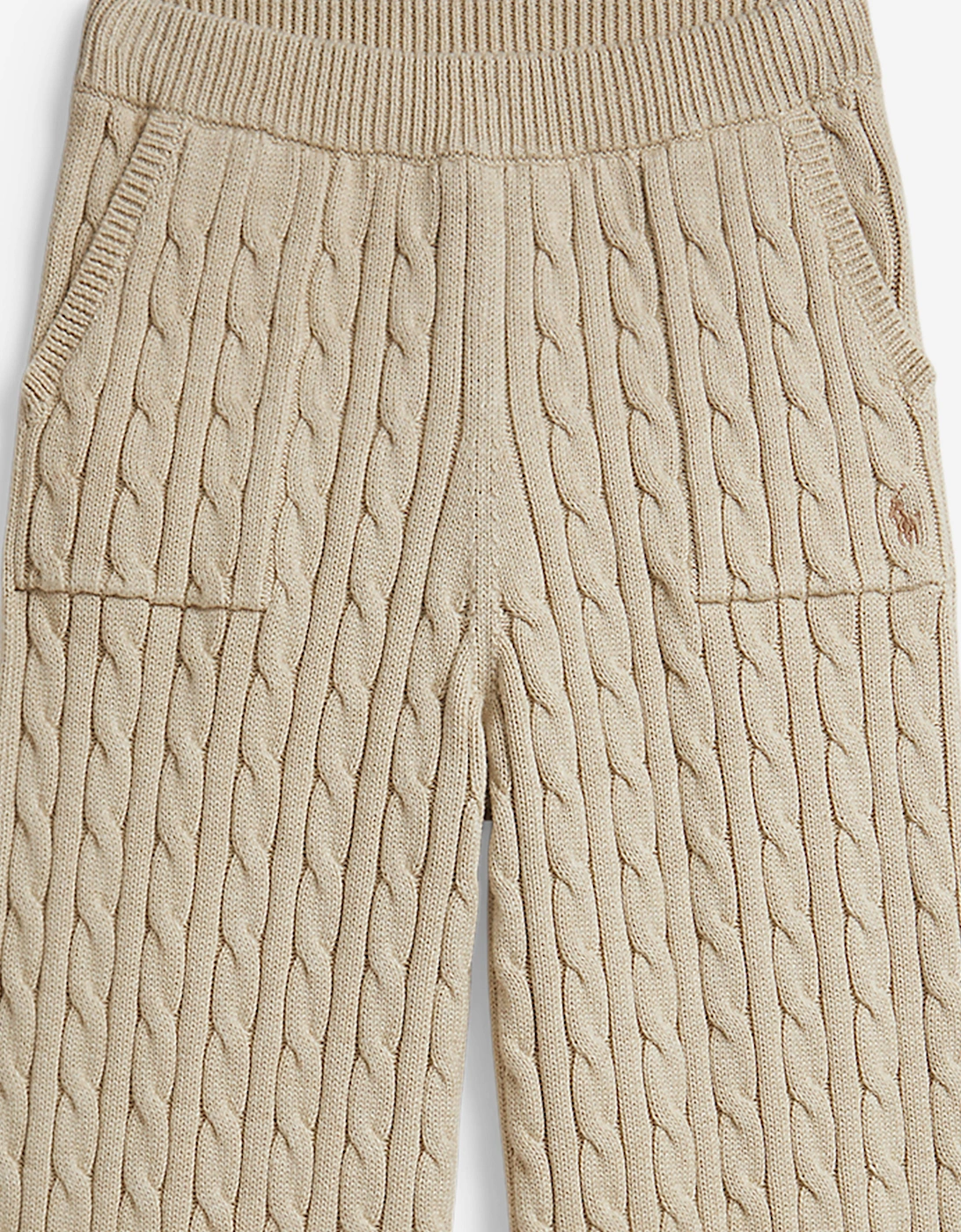 Ralph Lauren Girls Cable Knit Pants in Beige