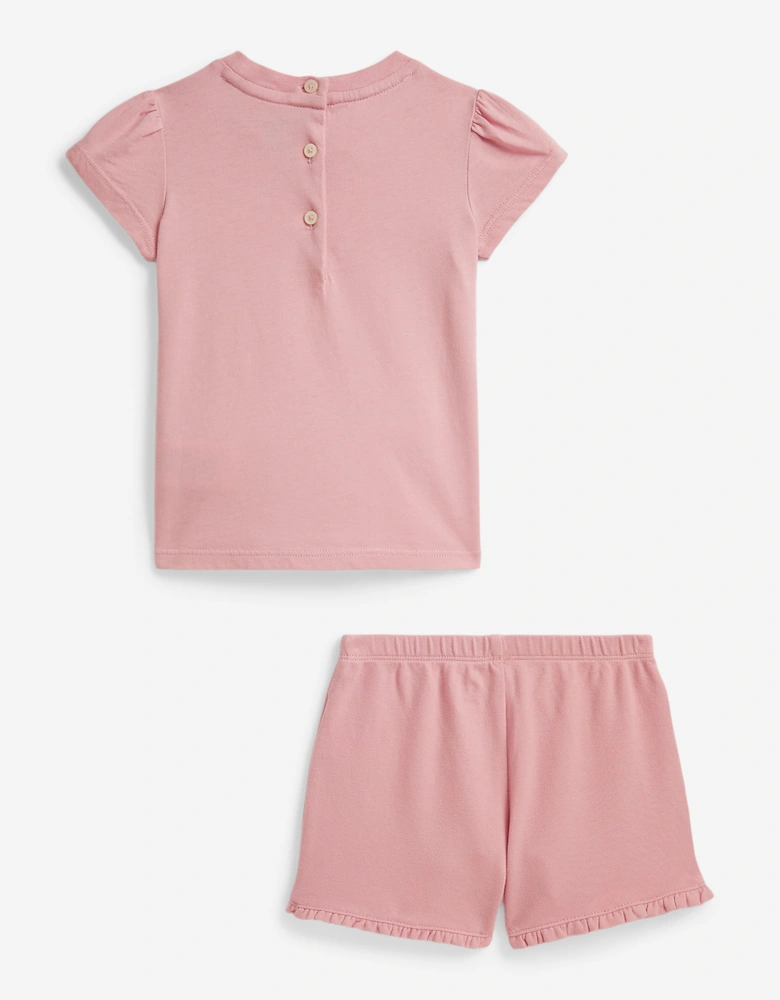 Ralph Lauren Baby Girls Polo Bear Short Set in Pink