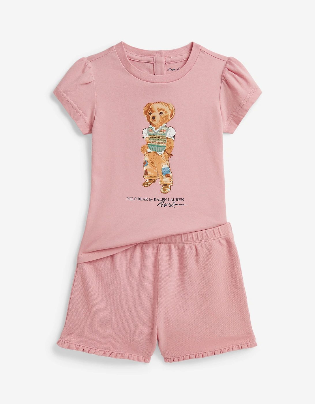 Ralph Lauren Baby Girls Polo Bear Short Set in Pink