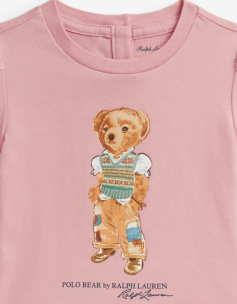 Ralph Lauren Baby Girls Polo Bear Short Set in Pink