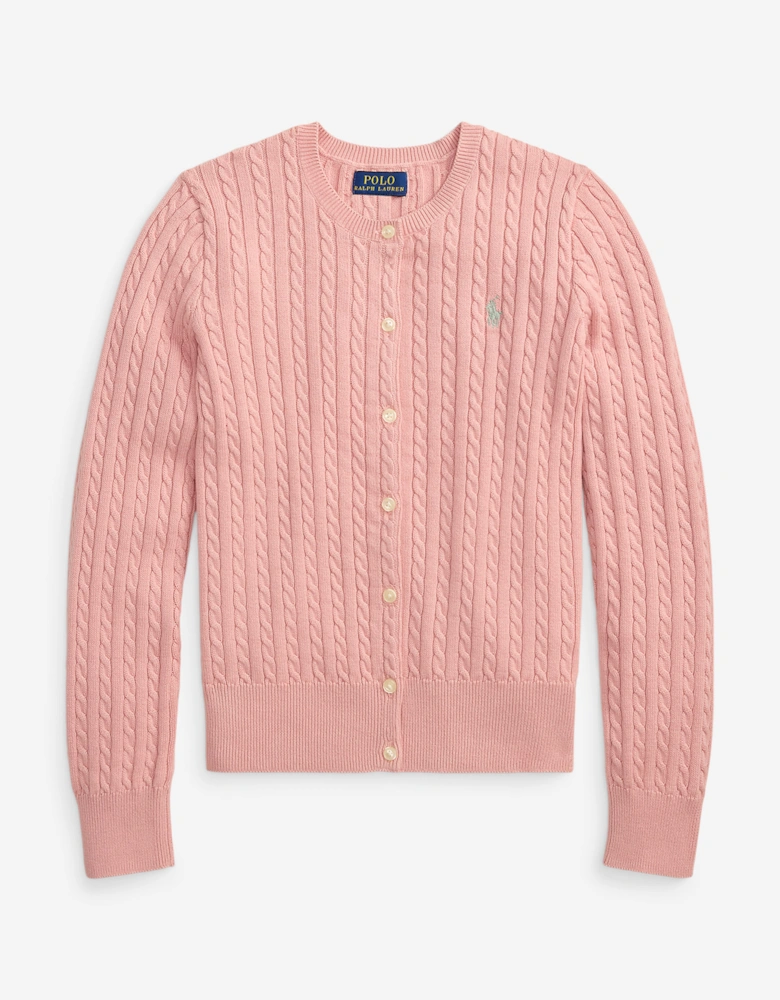 Ralph Lauren Girls Cable Knit Cardigan in Pink